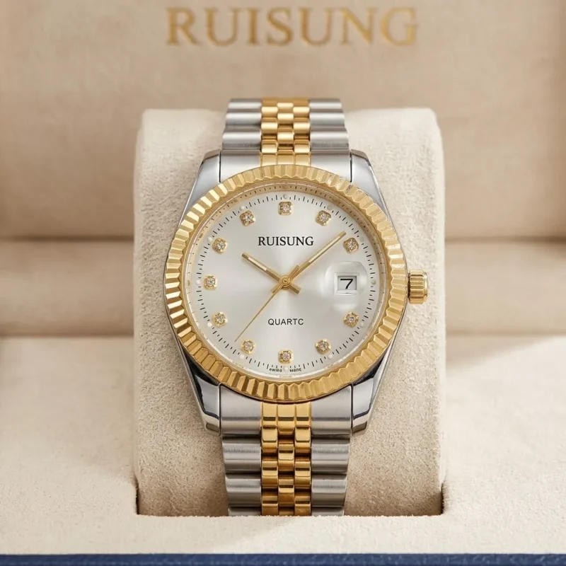 Unisex Χρυσό ρολόι quartz της μάρκας Ruisung - HLW-24036