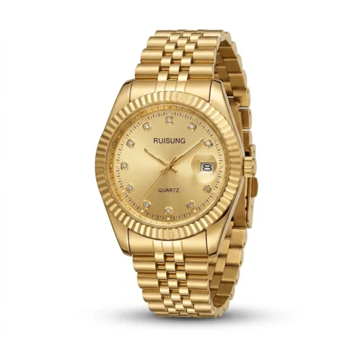 Unisex Χρυσό ρολόι quartz της μάρκας Ruisung - HLW-24036