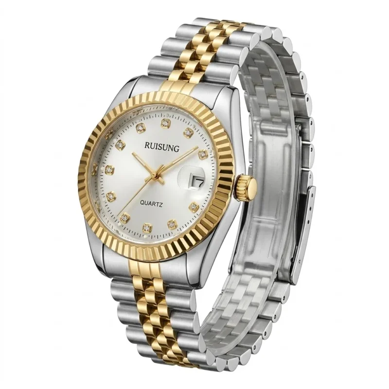 Unisex Χρυσό ρολόι quartz της μάρκας Ruisung - HLW-24036