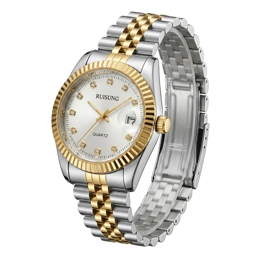 Unisex Χρυσό ρολόι quartz της μάρκας Ruisung - HLW-24036