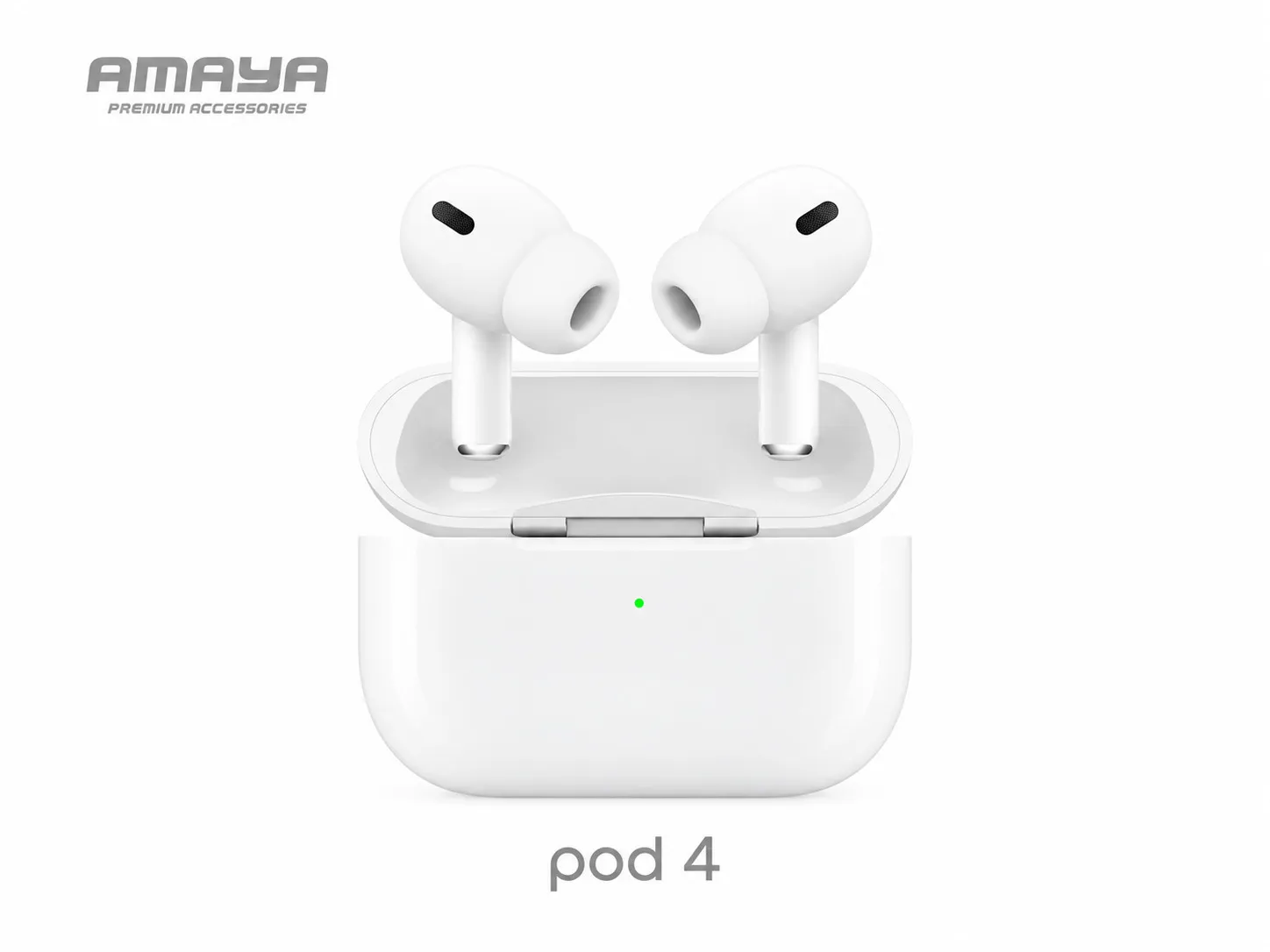 Amaya Pods-Pro2 In-ear Bluetooth Handsfree Ακουστικά με Θήκη Φόρτισης Λευκά - Image 1