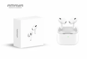 Amaya Pods-Pro2 In-ear Bluetooth Handsfree Ακουστικά με Θήκη Φόρτισης Λευκά - Image 3